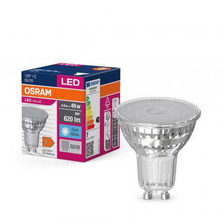 OSRAM LED Value PAR16 LED Strahler 6,9W wie 49W neutralweißes Licht mit breitem 120° Lichtkegel